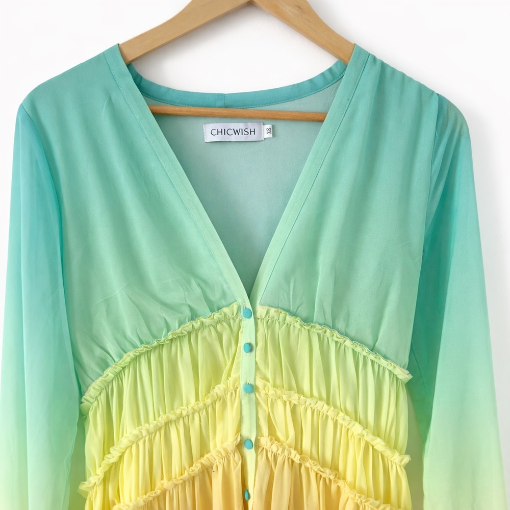 CHICWISH Ombre Ruffle Maxi Dress – Size XS - Picture 5 of 10